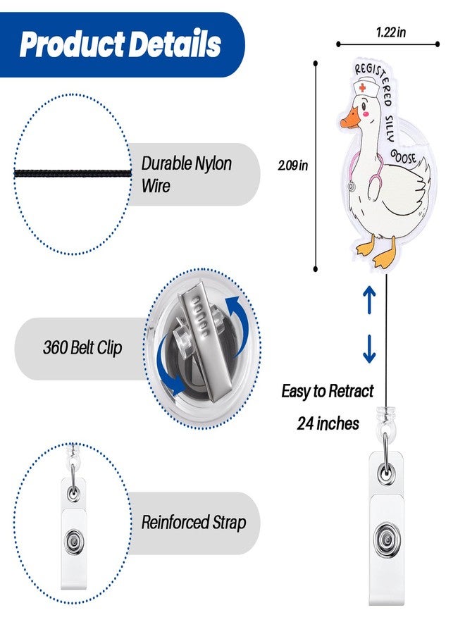 BVIIE Funny Registered Silly Goose Badge Reel, RN Badge Buddy, Cute ID Work Badge Holder with Retractable Alligator Clip Accessories for LPN CNA MA Nurse Doctor Nursing Student Teacher, and Medical Workers - Image 4