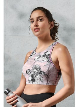 Tchibo Women Padded Unlined Sports Bra, Pink Combo  - Image 1