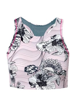 Tchibo Women Padded Unlined Sports Bra, Pink Combo  - Image 2