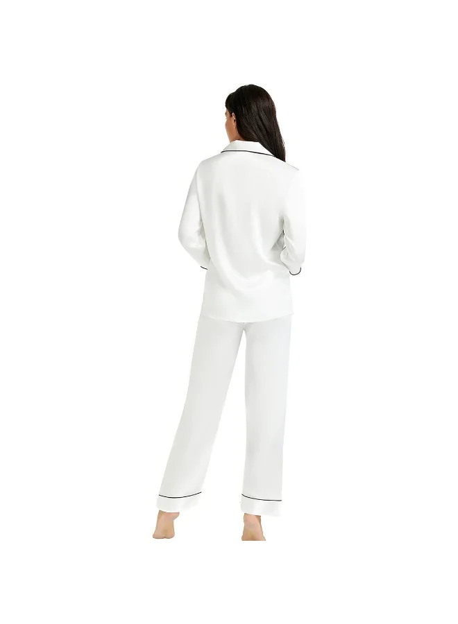 Caprisious Elegant Women’s Satin Pajama Set – Long Sleeve Top & Full-Length Pants Sleepwear