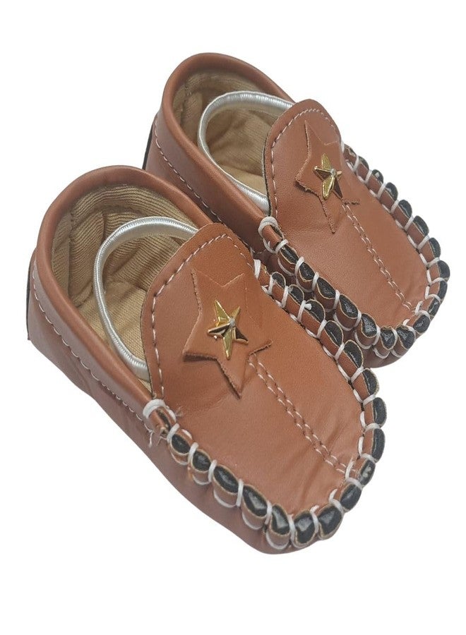 ZORDIK حذاء ZORDIK Soft Baby First Walking Slip-On Formal Loafer Shoes للأولاد من عمر 0-6 أشهر مع بطانة داخلية ناعمة، ومقدمة مغلقة واقية وخفيفة الوزن (BB2-TAN) - Image 2