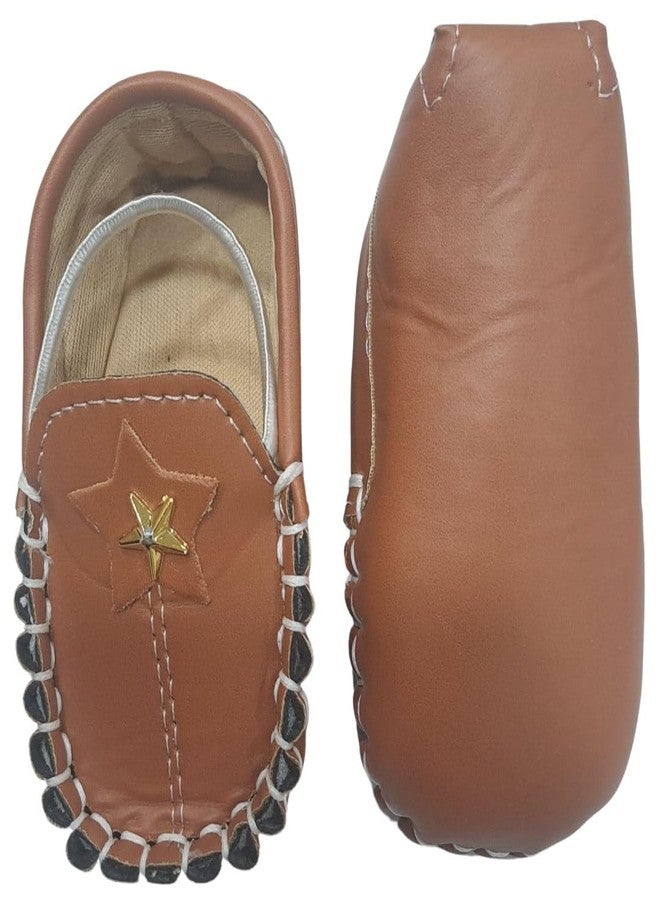 ZORDIK حذاء ZORDIK Soft Baby First Walking Slip-On Formal Loafer Shoes للأولاد من عمر 0-6 أشهر مع بطانة داخلية ناعمة، ومقدمة مغلقة واقية وخفيفة الوزن (BB2-TAN) - Image 4