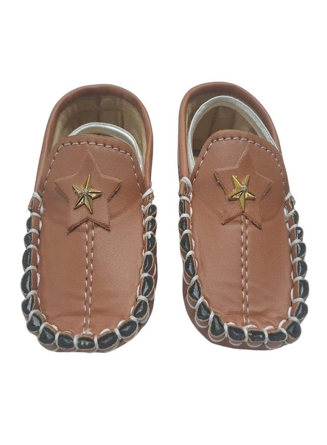 ZORDIK حذاء ZORDIK Soft Baby First Walking Slip-On Formal Loafer Shoes للأولاد من عمر 0-6 أشهر مع بطانة داخلية ناعمة، ومقدمة مغلقة واقية وخفيفة الوزن (BB2-TAN) - Image 3