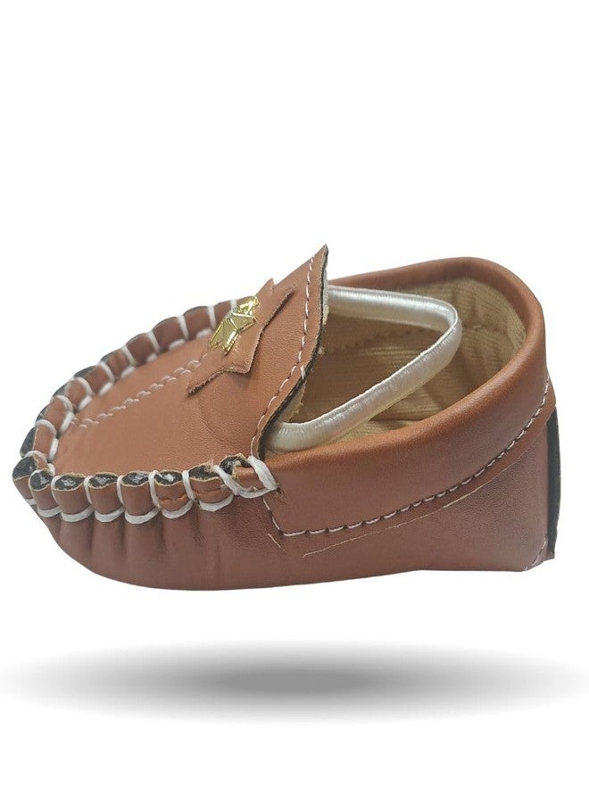ZORDIK حذاء ZORDIK Soft Baby First Walking Slip-On Formal Loafer Shoes للأولاد من عمر 0-6 أشهر مع بطانة داخلية ناعمة، ومقدمة مغلقة واقية وخفيفة الوزن (BB2-TAN) - Image 5