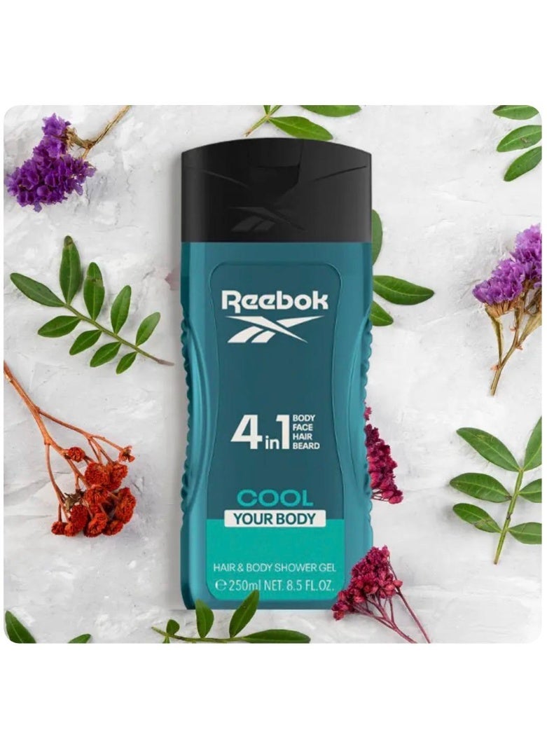 Reebok 4 IN 1 Reebok Cool Shower Gel For Men - Image 2