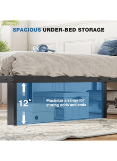 Chulovs Metal Twin Bed Frame - 190*100cm High with Storage Space, No Box Spring Needed with Sturdy Steel Slat Support, Heavy Duty Sturdy Mattress Foundation, Easy Assembly, Black for Bedroom  - Image 5