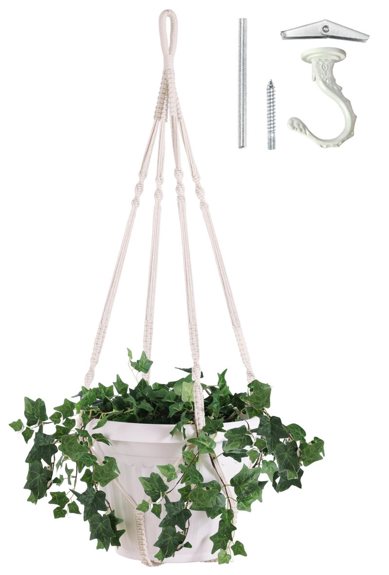 Shineloha Giant XXL 55 Inches Macrame Planter Hanger Large for 15 inch Pot + Swag Hook | Extra Large Hanging Planter for Indoor Plants | No Pot/Plant Included (XXL) - Image 1