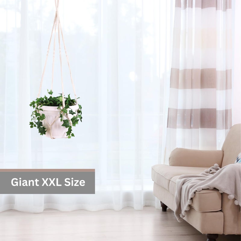Shineloha Giant XXL 55 Inches Macrame Planter Hanger Large for 15 inch Pot + Swag Hook | Extra Large Hanging Planter for Indoor Plants | No Pot/Plant Included (XXL) - Image 2