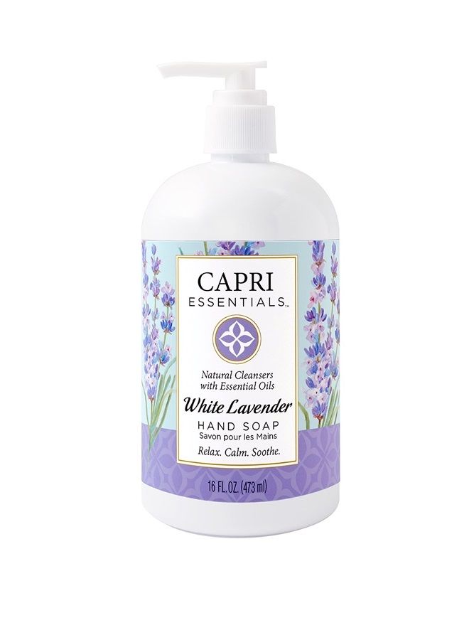 Capri Essentials White Lavender Natural Hand Soap – Liquid Hand Soap with Essential Oils – Plant-Based Liquid Soap – Chemical-Free Hand Wash Soap – Relaxing Natural Soap for Men & Women (16 oz) - Image 1