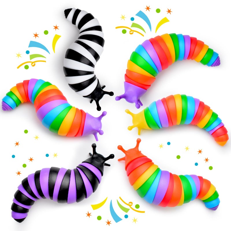 Cevioce Easter Basket Stuffers for Kids 6PCS Slug Fidget Toys Bulk Easter Gifts for Boy Girl Toddler 3 Sensory Figette Worm for Adults Stress Relief for Autism ADHD Autistic Travel Toys A - Image 3