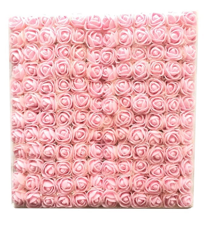 MINI FAKE ROSE FLOWER HEADS 144PCS MINI ARTIFICIAL FOAM ROSES DIY WEDDING FLOWERS ACCESSORIES MAKE BRIDAL HAIR CLIPS HEADBANDS DRESS BOTTOM ADD GAUZE LIGHT PINK