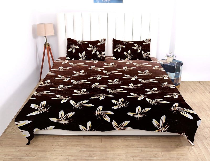 RD TREND RD TREND 300 TC 190 GSM Flannel Warm Bedsheets for Winter Double Flat Size 90 x 100 Inches 2 Pillow Covers 18 x 28 Inches Brown Floral Double Flat  - Image 4