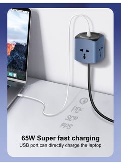 LDNIO 6 in 1 Power Socket Adapter Desktop Charger with 65W USB-C charging port  - Image 2