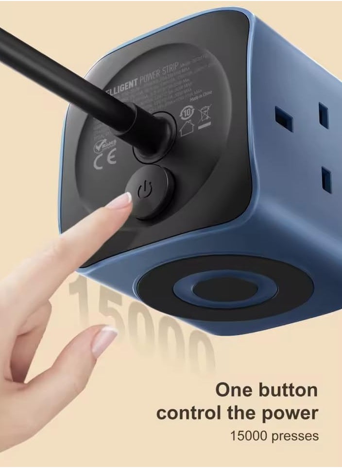 LDNIO Power Strip 65W USB-C Charger, 6-in-1 Extension Socket with 3 Universal AC Outlets & 3 USB Ports, PD3.0 QC3.0 Fast Charging, 2M Cord, for Home & Office  - Image 3