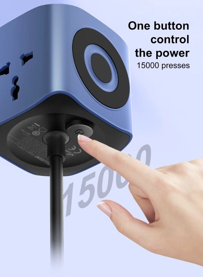 LDNIO مكعب مقبس الطاقة العالمي وكابل التمديد عالي القدرة 2500 واط محطة شحن سريعة مع 3 منافذ USB ذكية للهواتف والأجهزة اللوحية ميزات 3 مقابس AC متعددة المناطق لجميع أجهزة المنزل والمكتب كابل ثقيل ببطول 2 متر مع باب أمان للأطفال لحماية معززة - Image 4