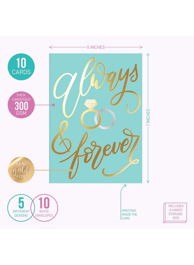 Sweetzer & Orange Assorted Wedding Cards Congratulations Pack Plus Engagement Cards With Envelopes. 10 Pcs Greeting Cards Set. 5X7 Wedding Card For Couple, Greeting Card Assortment  - Image 2