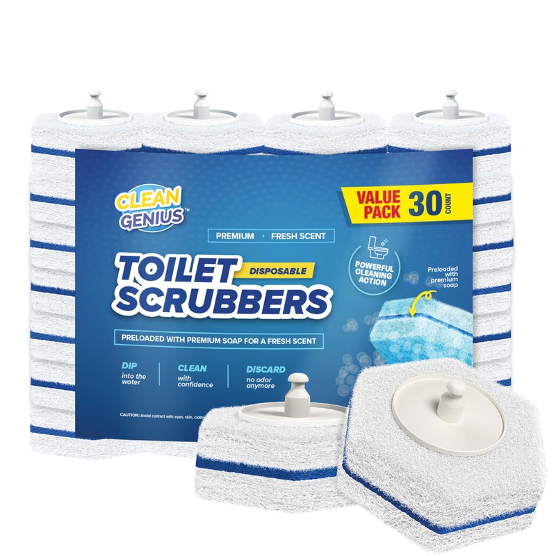 CleanGenius Disposable Prefilled Toilet Cleaning Scrubbers, 30 Count - Image 1