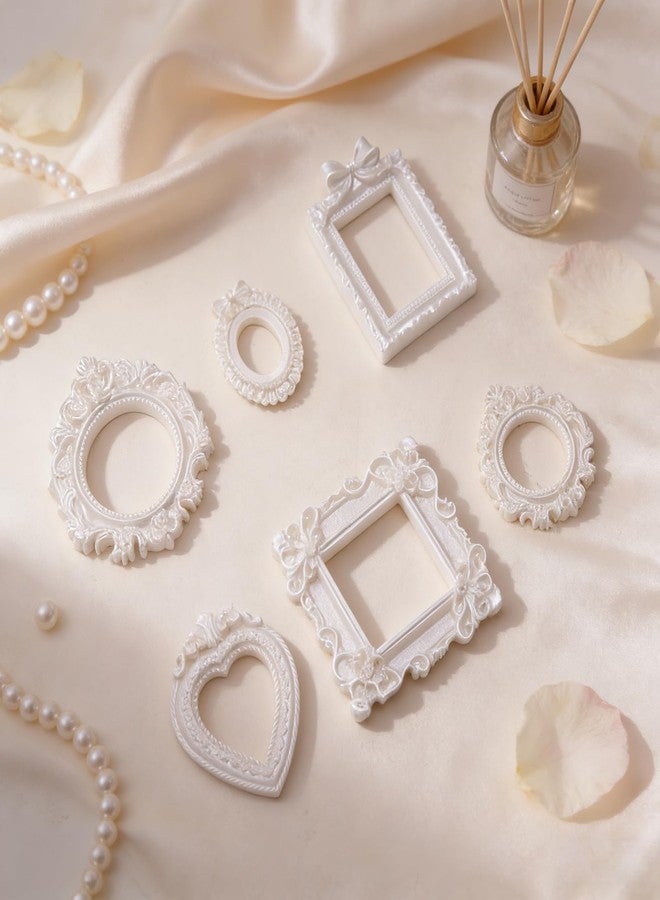 NSdawali 12 Pcs Mini Frames, White Vintage Resin Picture Frames for Dollhouse DIY Art Craft Projects Jewelry Display Refrigerator Magnets Home Décor, Antique Small Baroque Ornaments in Various Shapes and Sizes - Image 2