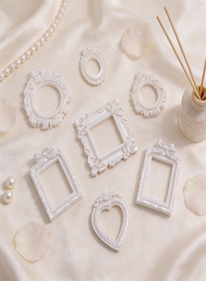 NSdawali 12 Pcs Mini Frames, White Vintage Resin Picture Frames for Dollhouse DIY Art Craft Projects Jewelry Display Refrigerator Magnets Home Décor, Antique Small Baroque Ornaments in Various Shapes and Sizes - Image 4