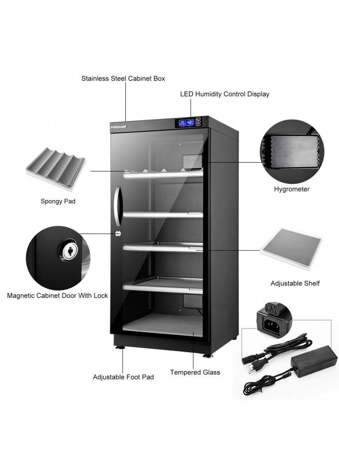 FORSPARK FORSPARK Camera Dehumidifying Dry Cabinet |15W 125L-Noiseless & Energy Saving - for Camera Lens & Electronic Equipment Storage Black  - Image 2