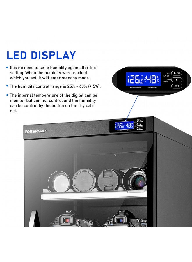 FORSPARK FORSPARK Camera Dehumidifying Dry Cabinet |15W 125L-Noiseless & Energy Saving - for Camera Lens & Electronic Equipment Storage Black  - Image 3