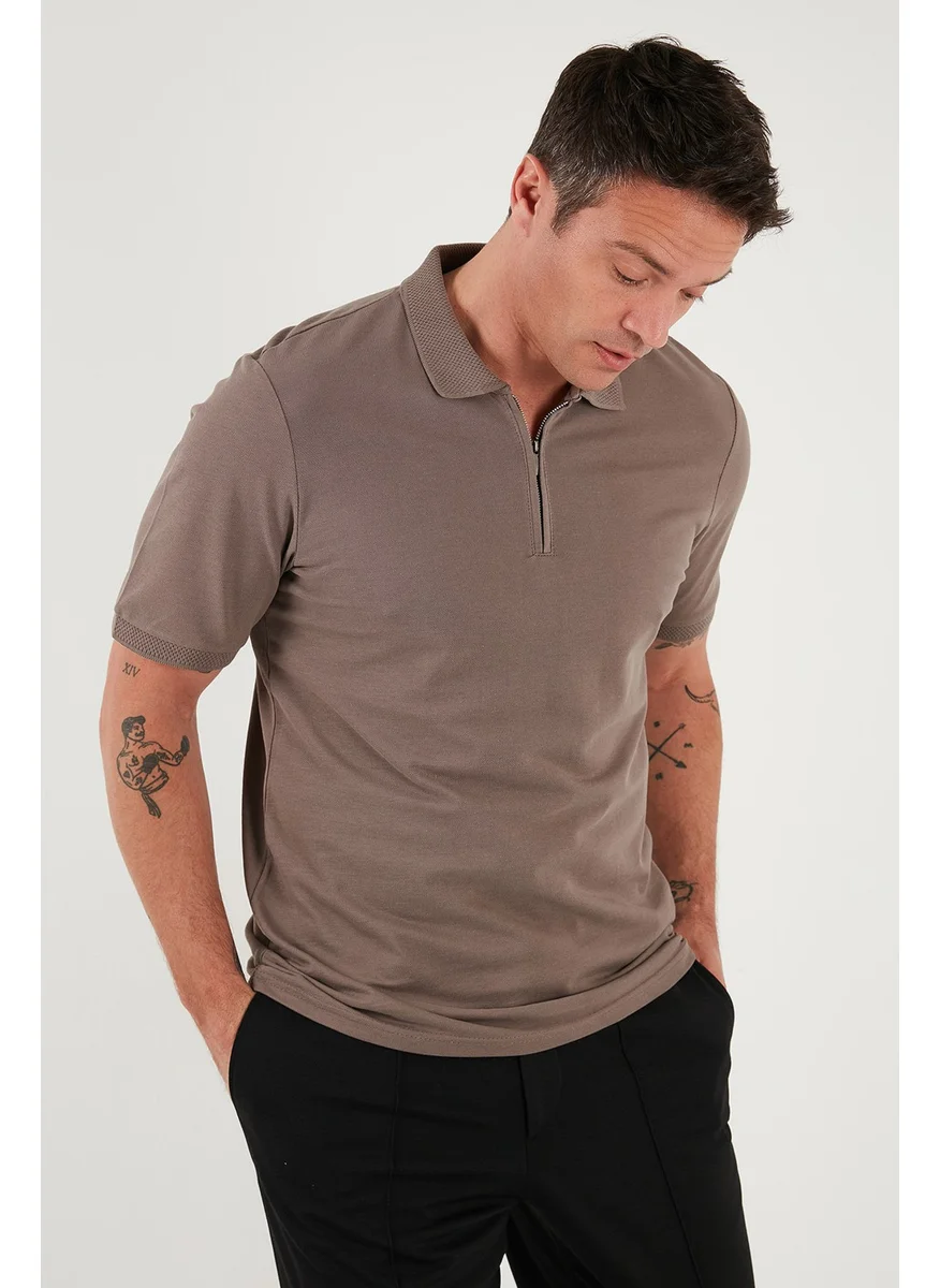 Buratti Cotton Regular Fit Half Zipper Polo Neck T Shirt Men's Polo Neck T Shirt 5903008