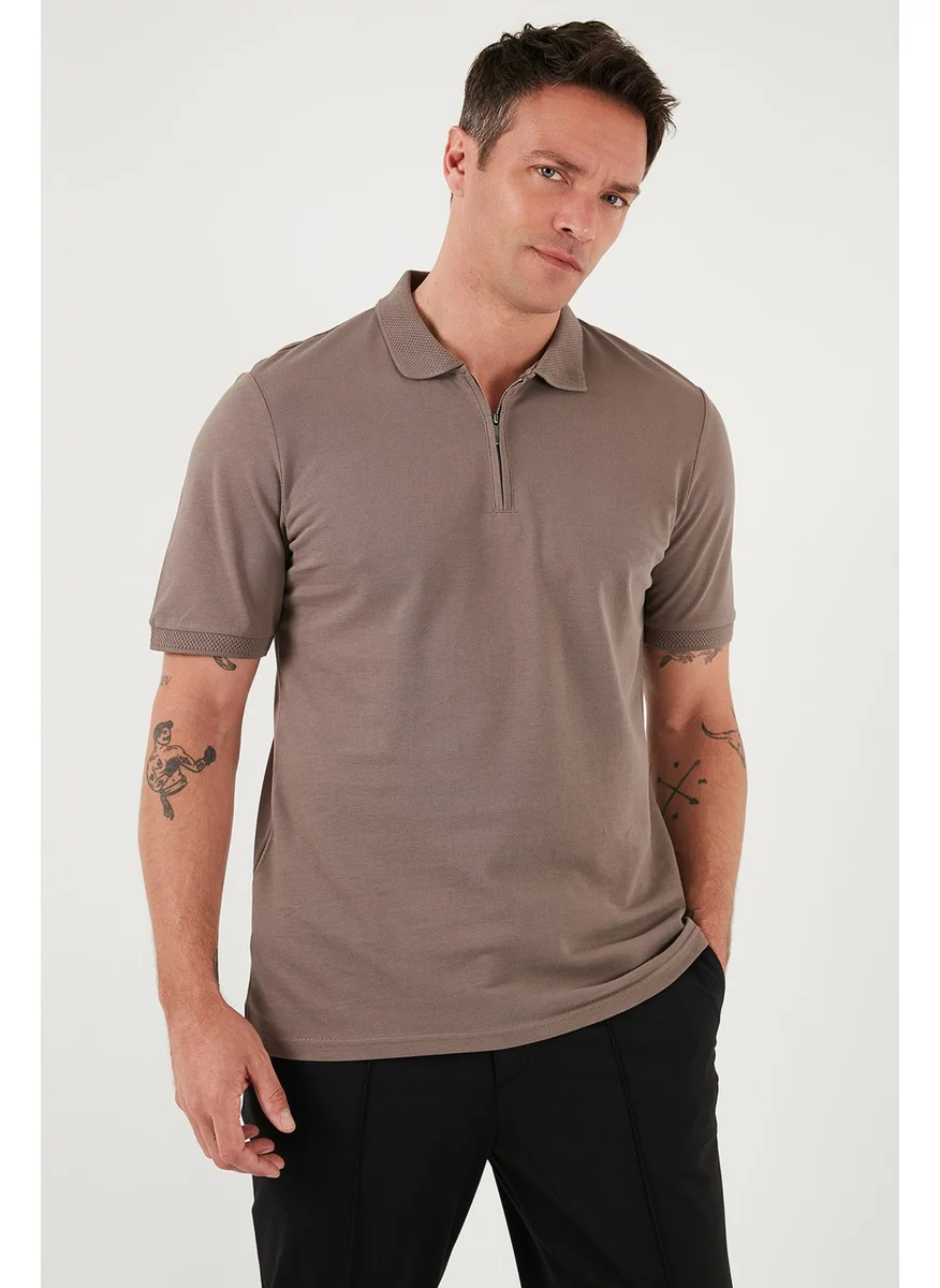 Buratti Cotton Regular Fit Half Zipper Polo Neck T Shirt Men's Polo Neck T Shirt 5903008