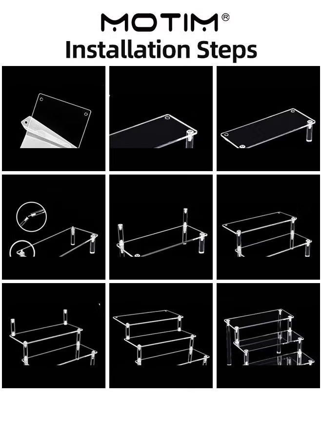 Motim 3 Tier Clear Acrylic Riser Display Shelf Ornament Display Organizer Cupcake Desserts Stand for Party Display Shelves for Decoration - Image 5