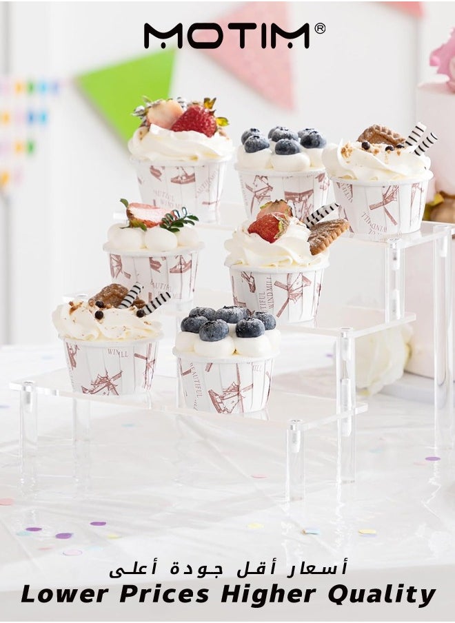 Motim 3 Tier Clear Acrylic Riser Display Shelf Ornament Display Organizer Cupcake Desserts Stand for Party Display Shelves for Decoration  - Image 2