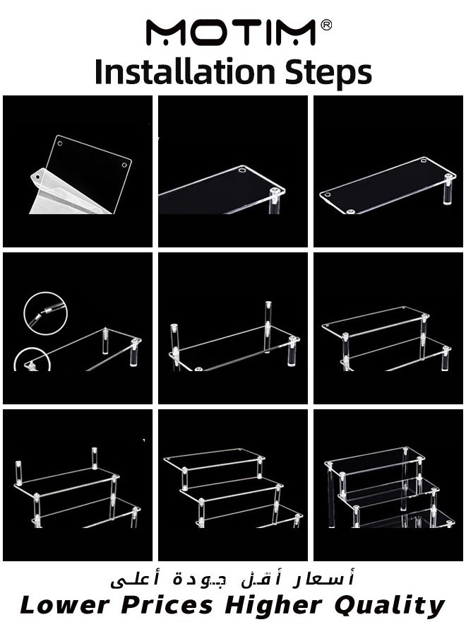 Motim 3 Tier Clear Acrylic Riser Display Shelf Ornament Display Organizer Cupcake Desserts Stand for Party Display Shelves for Decoration  - Image 5