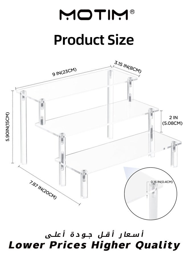 Motim - 3 Tier Clear Acrylic Riser Display Shelf Ornament Display Organizer Cupcake Desserts Stand for Party Display Shelves for Decoration - Image 1