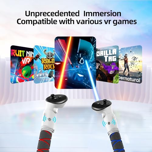 AMVR 3-in-1 Handle Attachment Compatible with Meta/Oculus Quest 3 Accessories,Beat Saber Handles,VR Gorilla Tag Long Arms Extension Grip,for Q3 Golf Club Attachment,VR Game(Not for Charging Dock) - Image 2