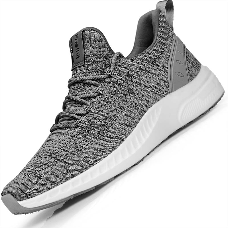 Feethit Mens Slip On Walking Shoes Blade Tennis Shoes Non Slip Running Shoes Lightweight Workout Shoes Breathable Mesh Fashion Sneakers Light Grey Size 12 - Image 1