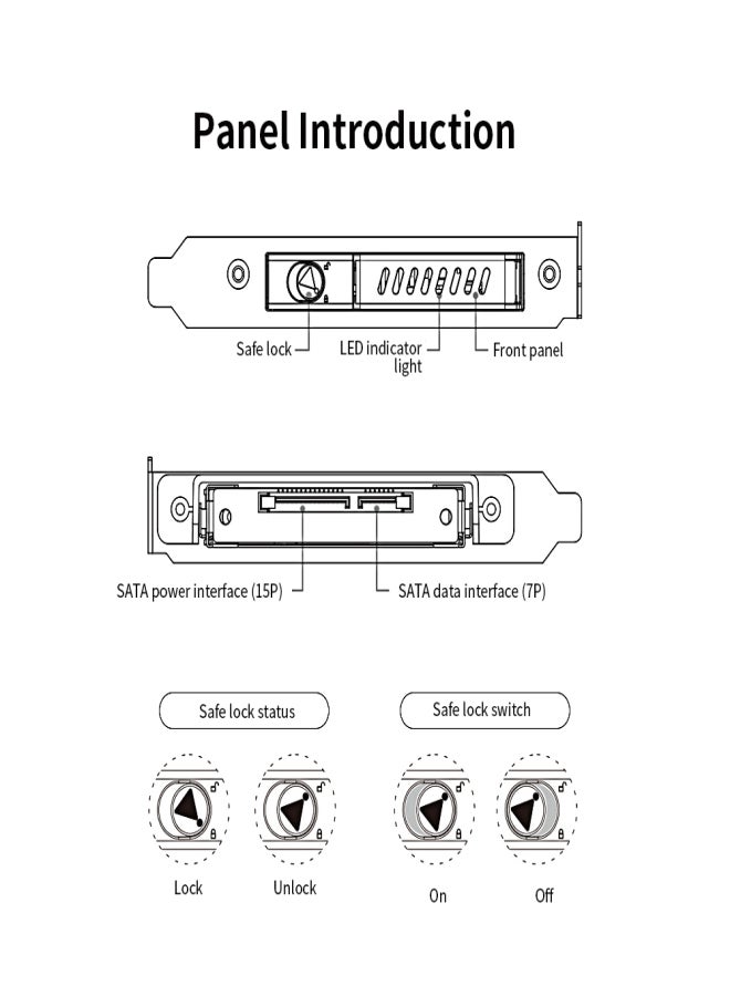 OImaster 2.5inch PCI Hard Disk Bay Key Lockable Metal 2.5'' SATA Hard Disk/SSD Bay - Image 2