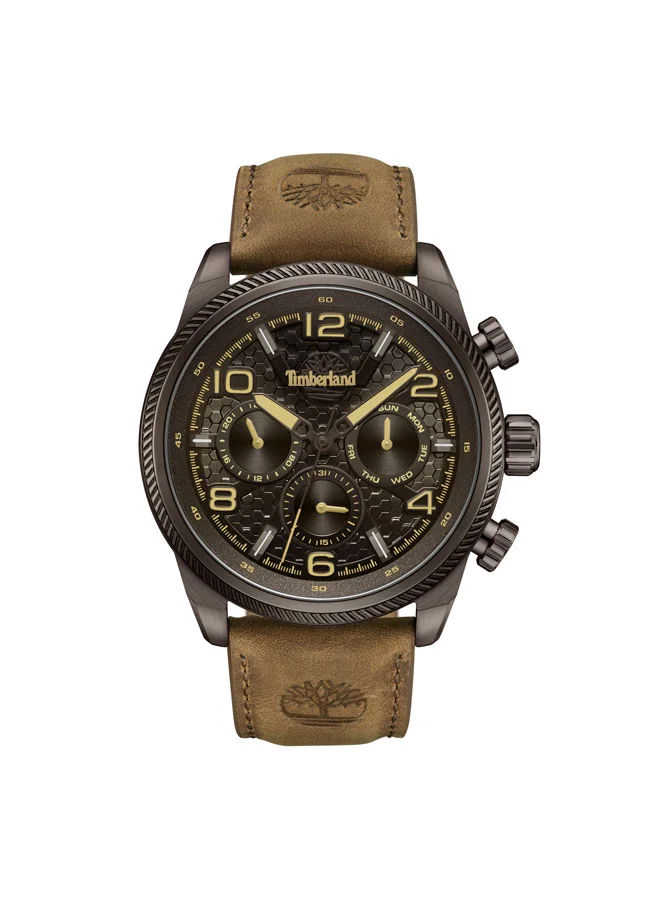 Timberland Men's Henniker Ii 46 mm Men's Multifunction Watch Brown Dial  & Brown Leather Strap