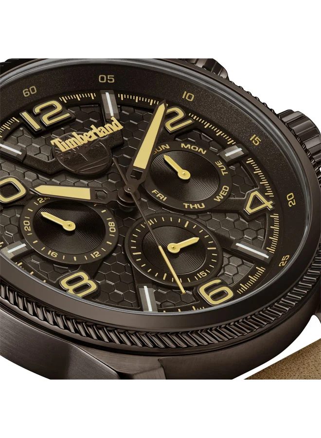 Timberland Men's Henniker Ii 46 mm Men's Multifunction Watch Brown Dial  & Brown Leather Strap