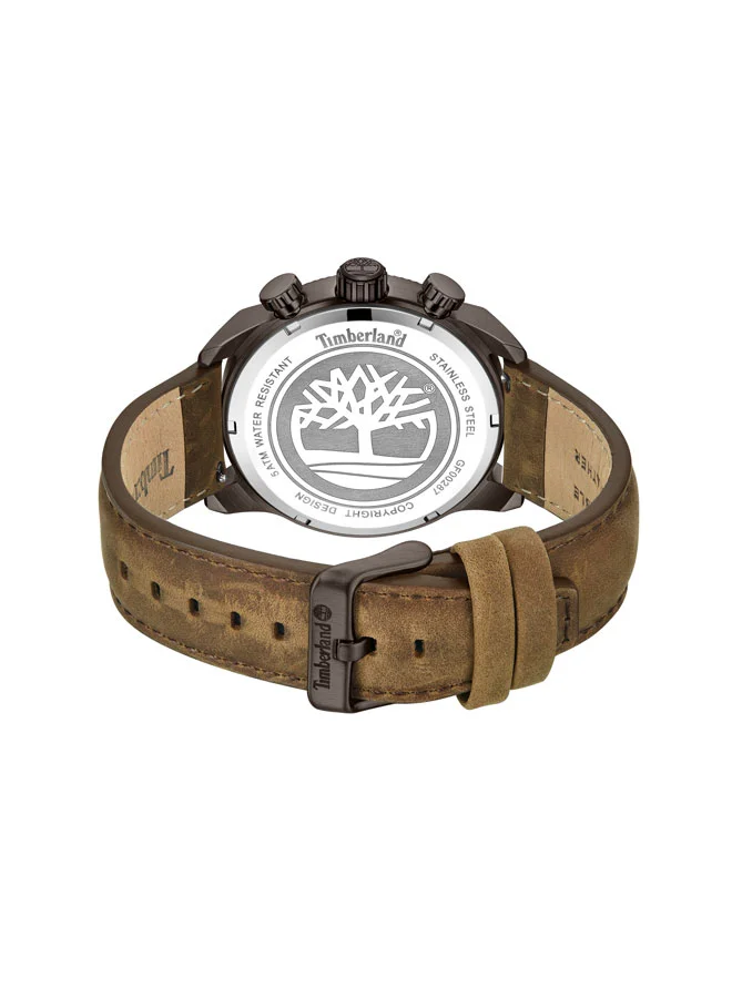 Timberland Men's Henniker Ii 46 mm Men's Multifunction Watch Brown Dial  & Brown Leather Strap