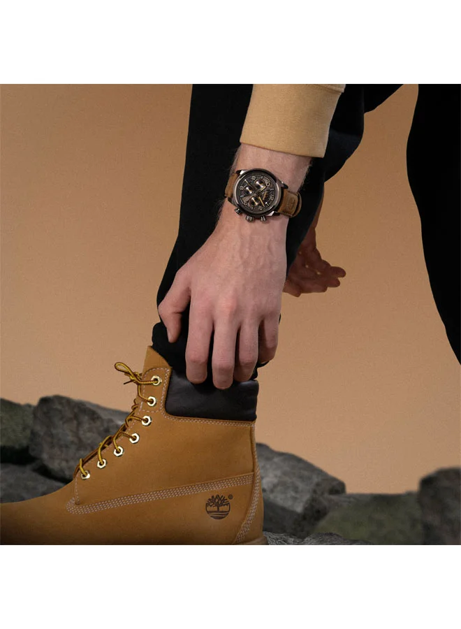 Timberland Men's Henniker Ii 46 mm Men's Multifunction Watch Brown Dial  & Brown Leather Strap