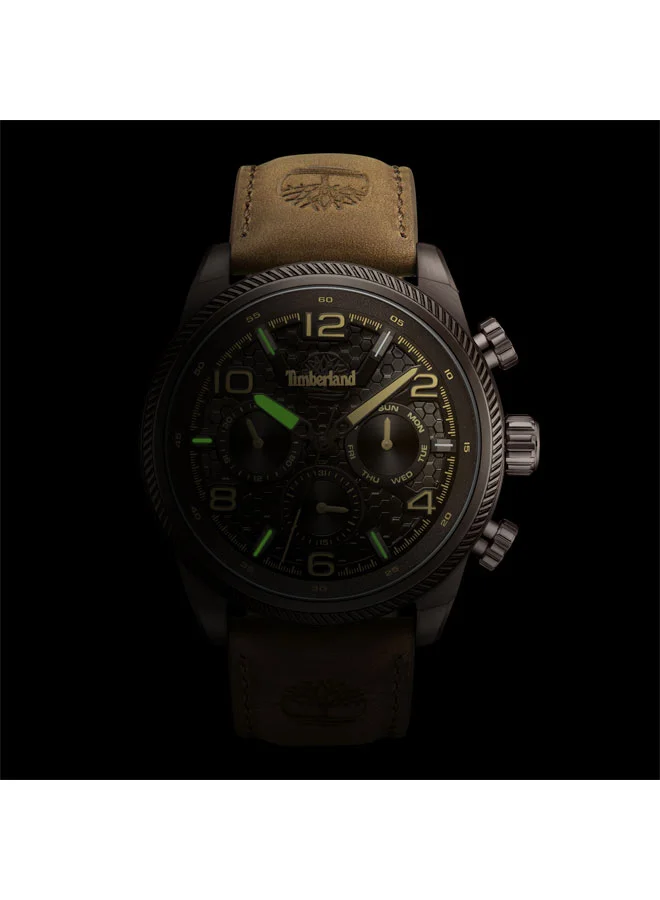 Timberland Men's Henniker Ii 46 mm Men's Multifunction Watch Brown Dial  & Brown Leather Strap