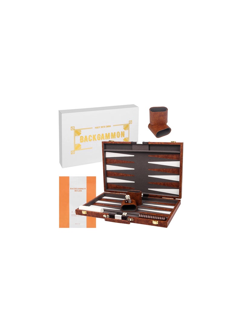 Party with Emma - Backgammon Set 17.5 Inch Classic Board Game Sets Handheld Sets for Adults and Kids - Image 1