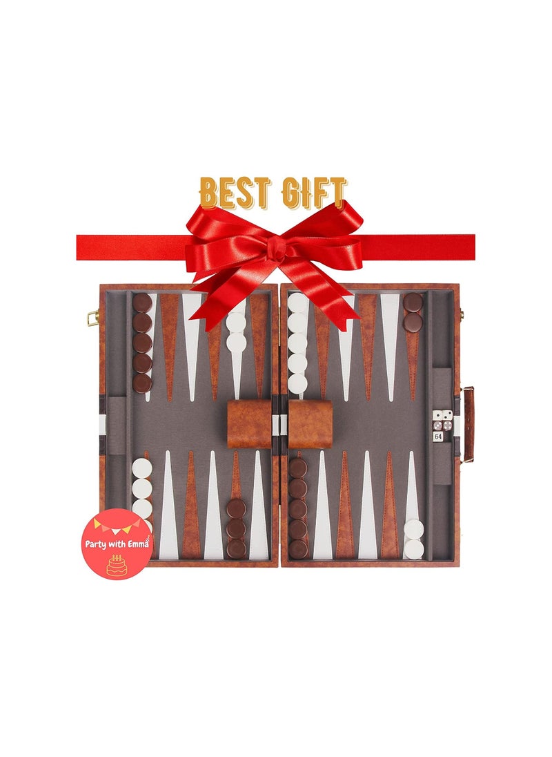 Party with Emma - Backgammon Set 17.5 Inch Classic Board Game Sets Handheld Sets for Adults and Kids - Image 1