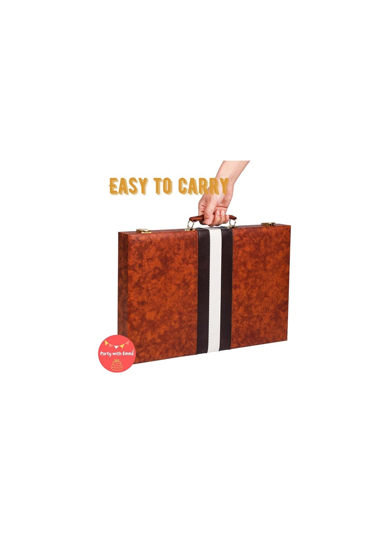 Party with Emma - Backgammon Set 17.5 Inch Classic Board Game Sets Handheld Sets for Adults and Kids - Image 1