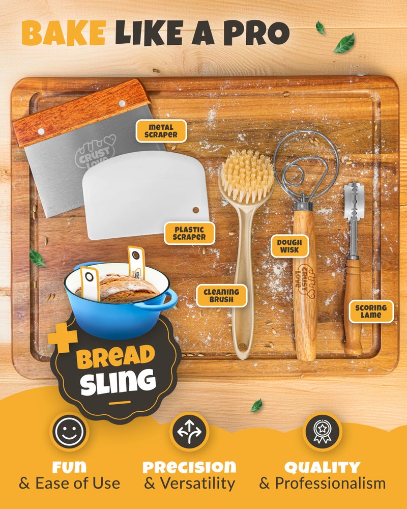 CRUSTLOVE Dutch Oven for Bread Baking - incl. Sourdough Bread-Baking Supplies like Banneton Bread-Proofing Basket - 5QT Enameled Cast Iron Bread-Oven with Lid, Bread-Pan Sour Dough Starter Kit - Image 5
