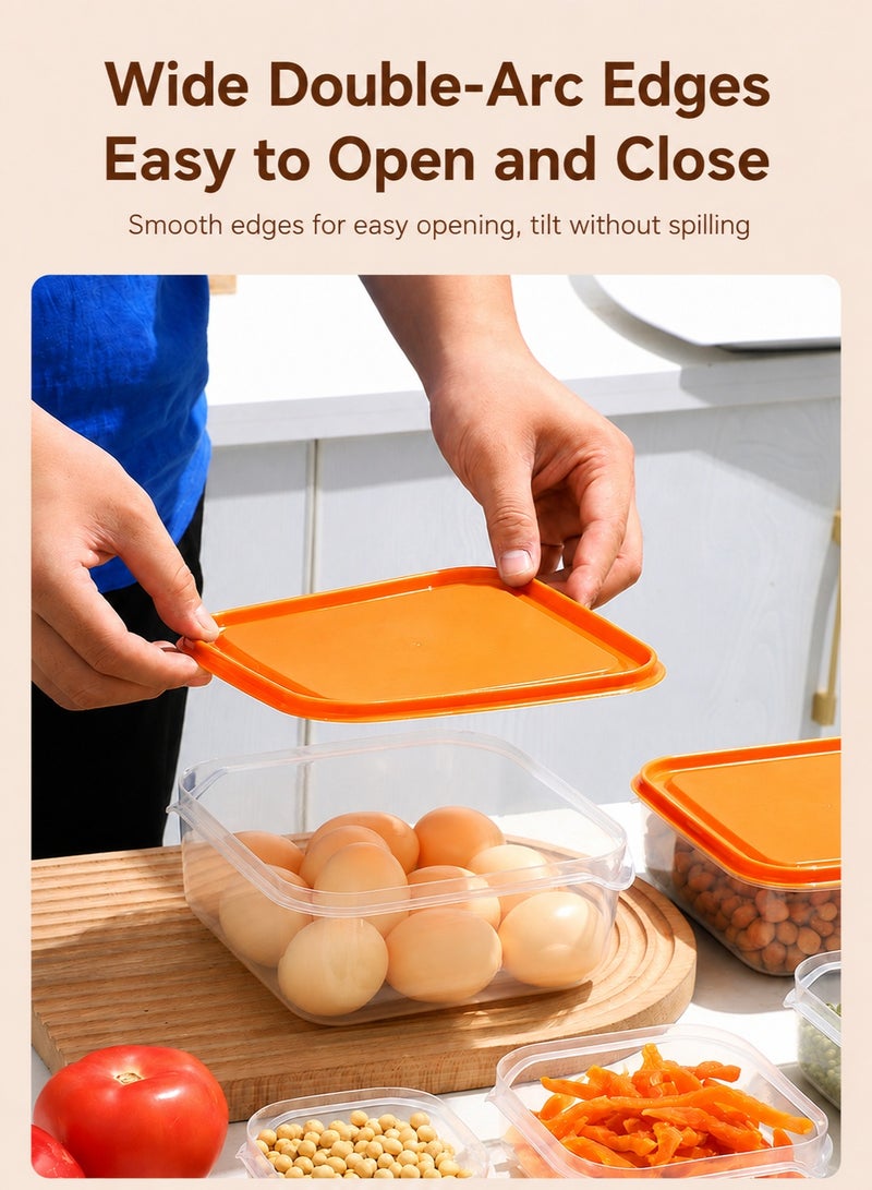 rayze 17-piece food storage container set, transparent plastic storage boxes with orange sealing lids, kitchen and refrigerator storage boxes, multi-size food storage containers, suitable for storing fruits, vegetables, snacks, and grains. - Image 4