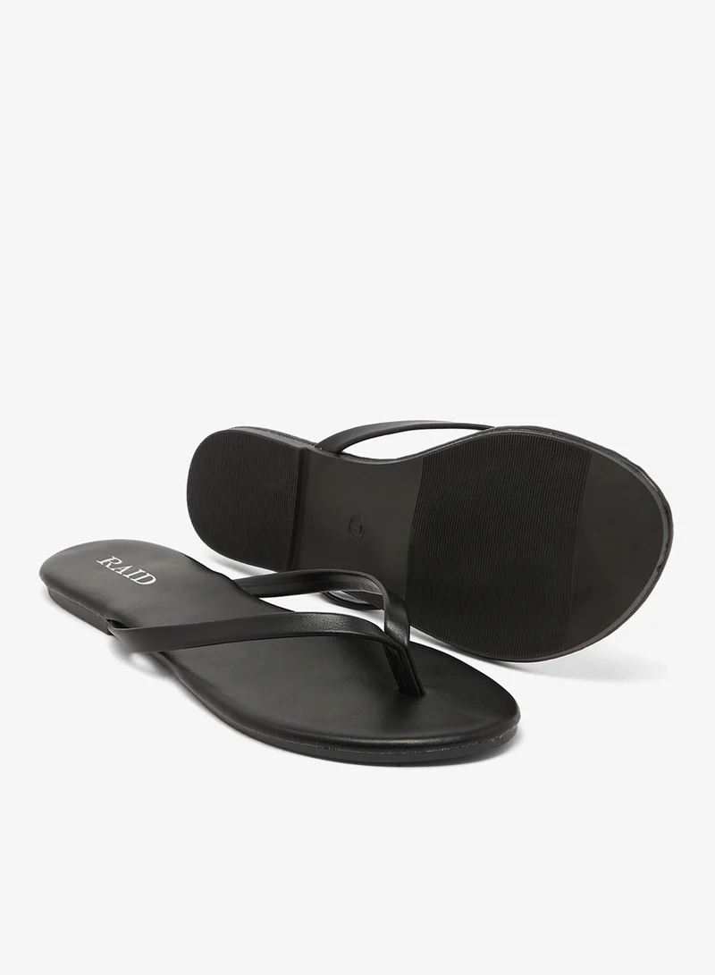 Raid BLACK PU Thong Flat Sandals for Women | Best Price UAE