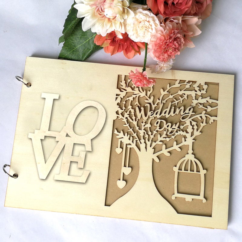 Love Guest Book Wedding Tree Personalised Photo Album Guest Sign- Message Book (20 Pages) - Image 1