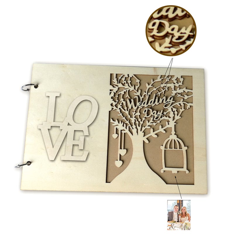 Love Guest Book Wedding Tree Personalised Photo Album Guest Sign- Message Book (20 Pages) - Image 4
