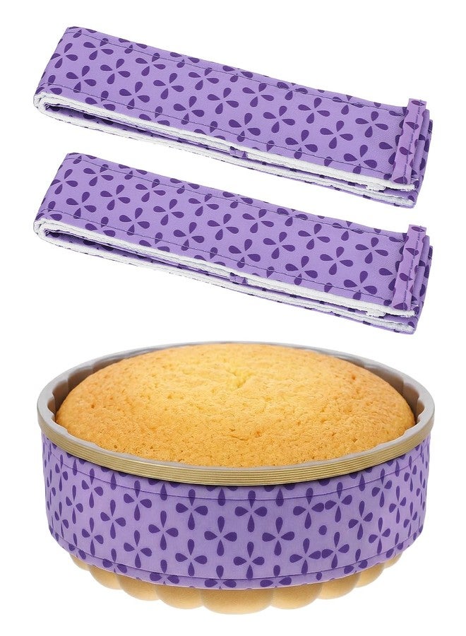 Thrymme Baking Strips for Cake Pans, 2PCS Cake Pan Strips Thick Cotton Cakes Pan Wrapping Strip for Even Baking, Ideal for Bakery, Kitchen, And Restaurant Use (Purple) - Image 1