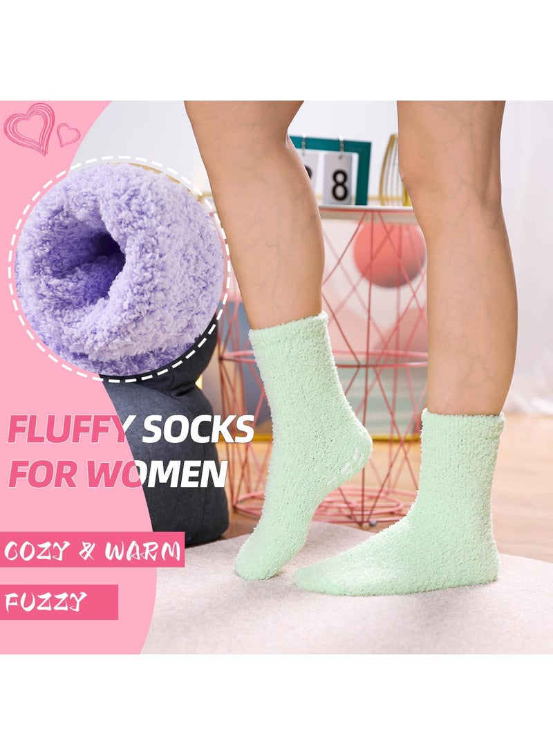 Sweet seven مجموعة من 6 جوارب نسائية من الصوف الشتوي غير القابلة للانزلاق، ناعمة ومريحة ومضادة للانزلاق مع مقابض، مثالية للمنزل والنوم والملابس الرياضية، مصنوعة من الألياف الدقيقة الفاخرة، وفكرة هدية رائعة - Image 4