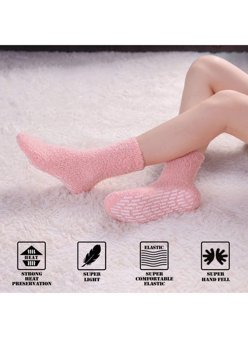 Sweet seven مجموعة من 6 جوارب نسائية من الصوف الشتوي غير القابلة للانزلاق، ناعمة ومريحة ومضادة للانزلاق مع مقابض، مثالية للمنزل والنوم والملابس الرياضية، مصنوعة من الألياف الدقيقة الفاخرة، وفكرة هدية رائعة - Image 5